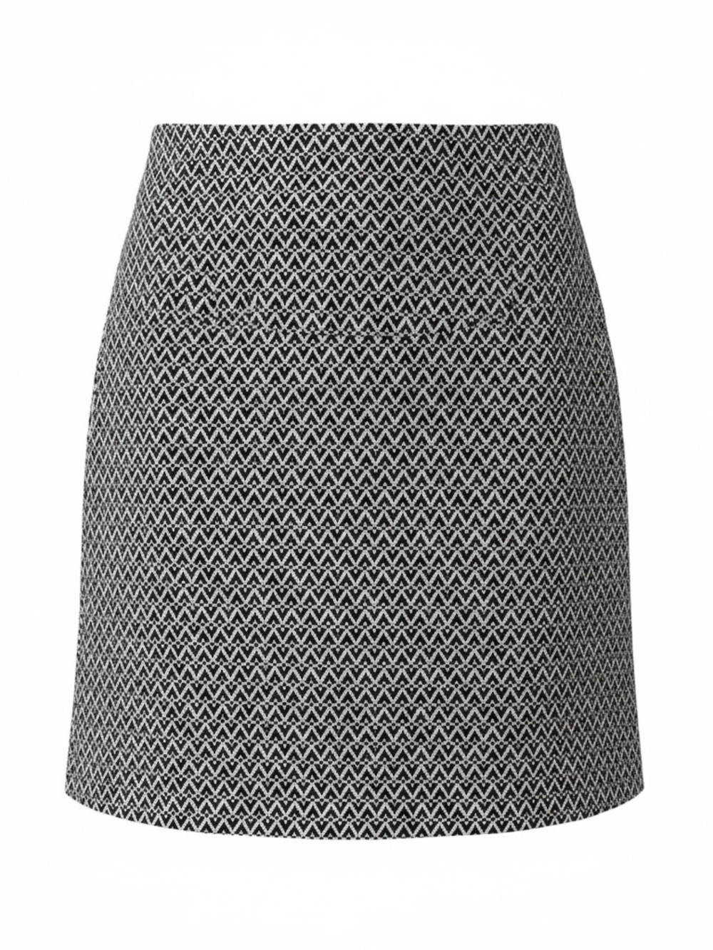 Classic Black & White Patterned Stretch Pencil Skirt